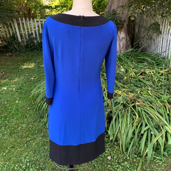 Joseph Ribkoff Electric Blue/Black Sheath Dress - Picture 2 of 11
